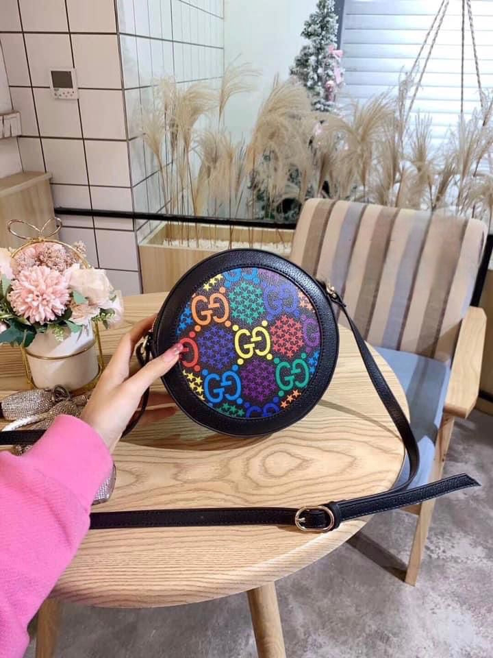 Gucci Multicolor GG Supreme Psychedelic Round Bag