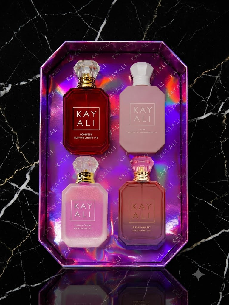 Kayali (Yum Boujee/Lovefest/Fleur Majesty/Vanilla Candy) Set (4x30ml) (Purple Box)