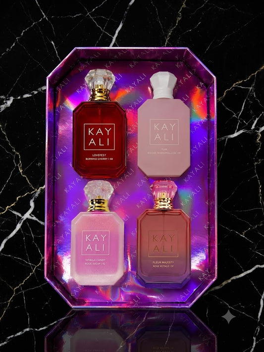 Kayali (Yum Boujee/Lovefest/Fleur Majesty/Vanilla Candy) Set (4x30ml) (Purple Box)
