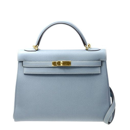 Hermès Epsom Kelly 25 Sellier Bleu Brume Shoulder Bag