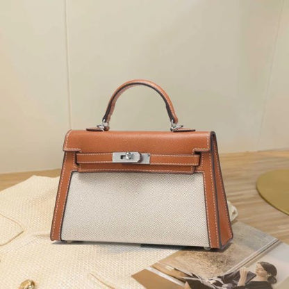 Hermès Micro Mini Kelly Gold Swift & Ecru Toile Palladium