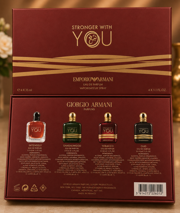 Emporio Armani Stronger With You Intensely/Sandalwood/Tobacco/Oud Set (4x35ml) (Men Gift Set)